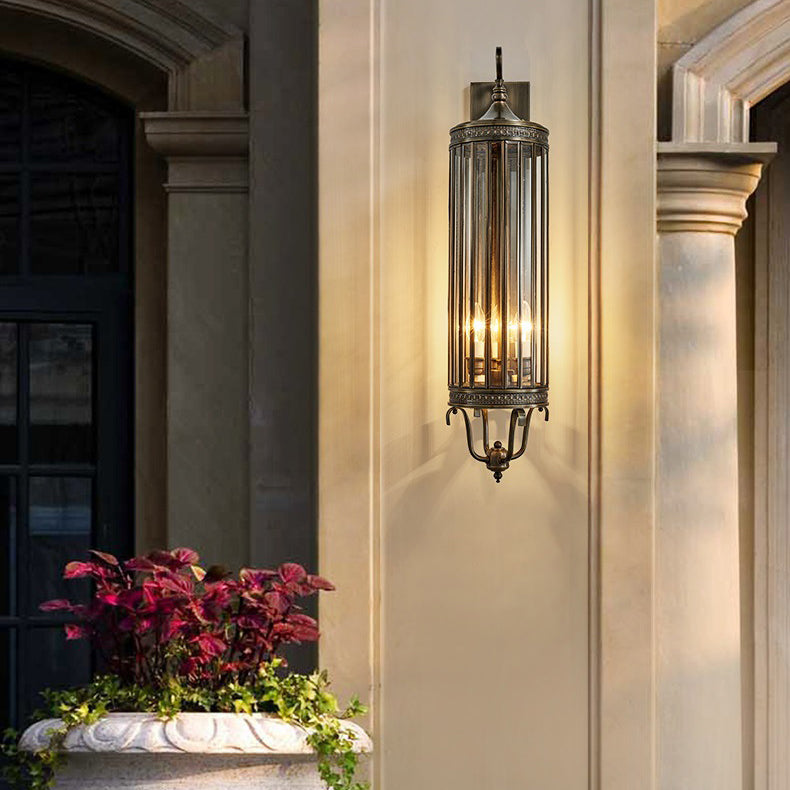 Waterproof Frame Glass Shade 1/3/6 Light Wall Sconce Lamp