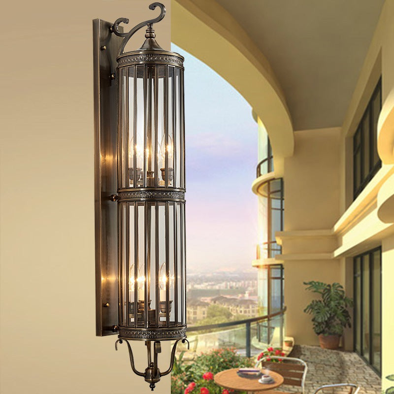 Waterproof Frame Glass Shade 1/3/6 Light Wall Sconce Lamp