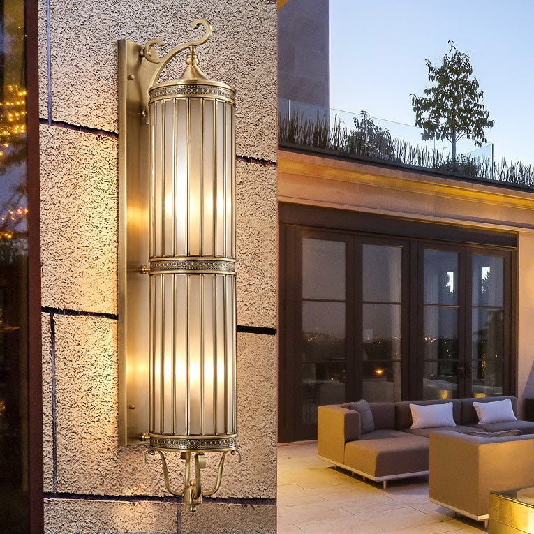 Waterproof Frame Glass Shade 1/3/6 Light Wall Sconce Lamp
