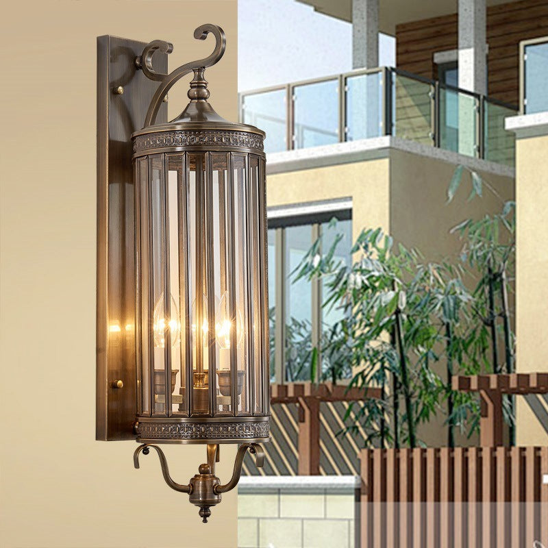 Waterproof Frame Glass Shade 1/3/6 Light Wall Sconce Lamp