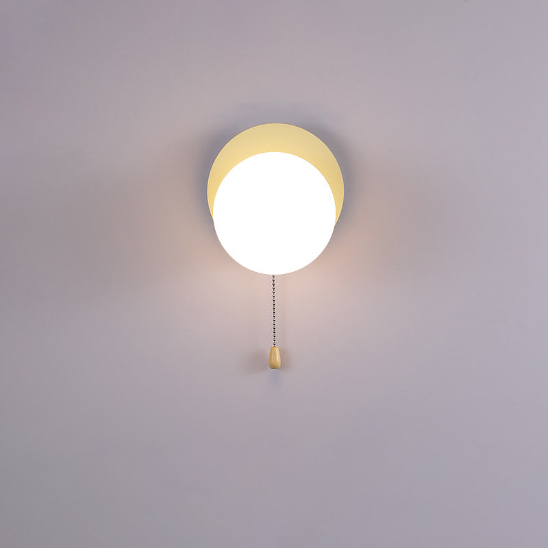 Round Triangle Orb Iron Glass 1-Light Wall Sconce Lamp