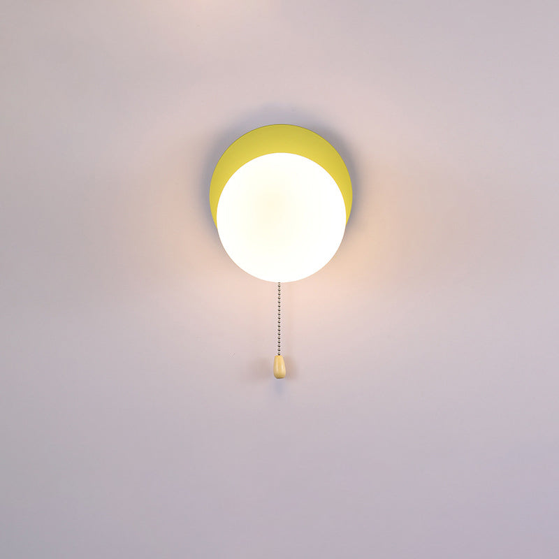 Round Triangle Orb Iron Glass 1-Light Wall Sconce Lamp