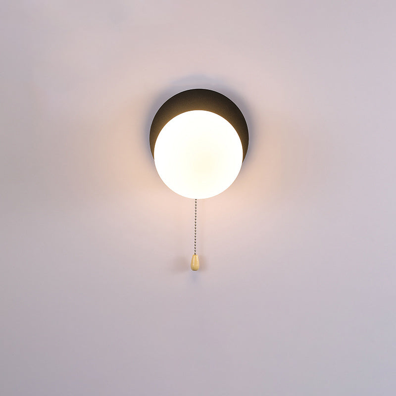 Round Triangle Orb Iron Glass 1-Light Wall Sconce Lamp