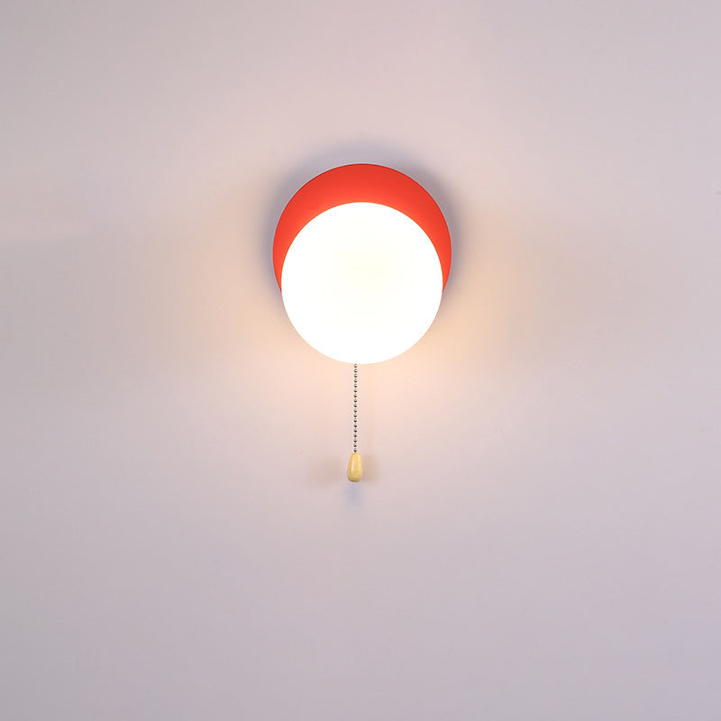 Round Triangle Orb Iron Glass 1-Light Wall Sconce Lamp
