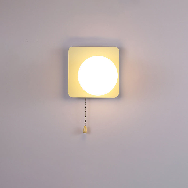 Round Triangle Orb Iron Glass 1-Light Wall Sconce Lamp
