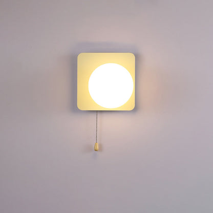 Round Triangle Orb Iron Glass 1-Light Wall Sconce Lamp