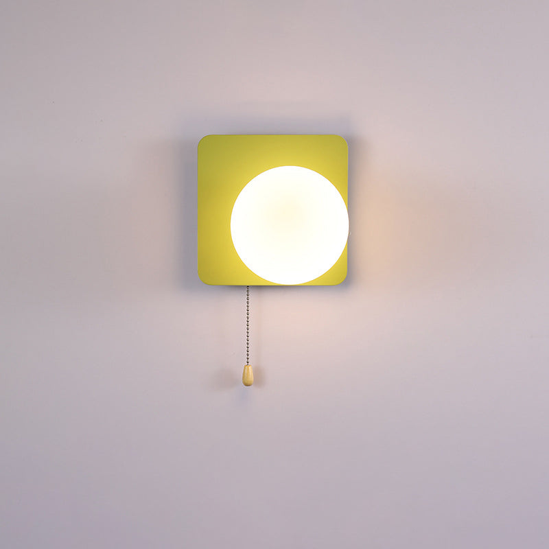 Round Triangle Orb Iron Glass 1-Light Wall Sconce Lamp