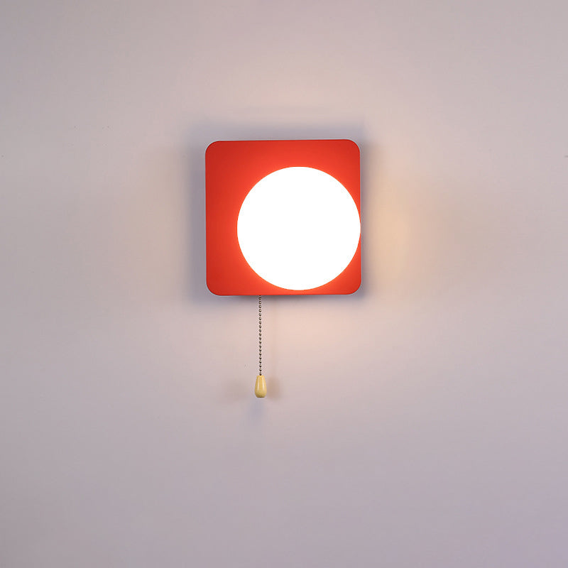 Round Triangle Orb Iron Glass 1-Light Wall Sconce Lamp