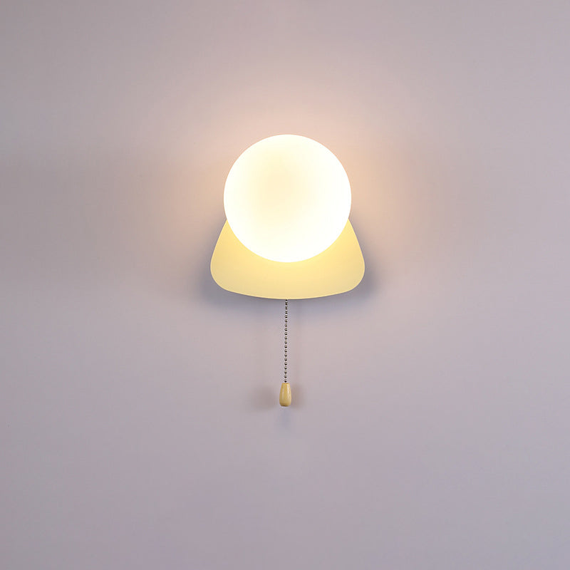 Round Triangle Orb Iron Glass 1-Light Wall Sconce Lamp