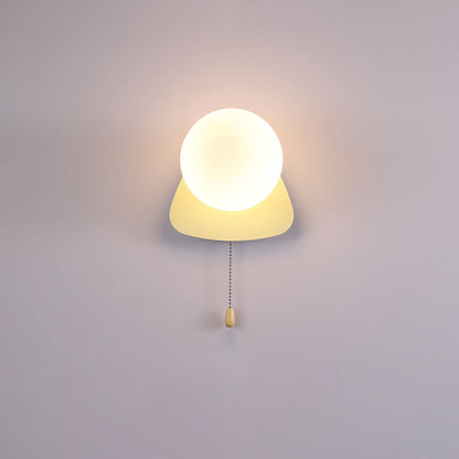 Round Triangle Orb Iron Glass 1-Light Wall Sconce Lamp