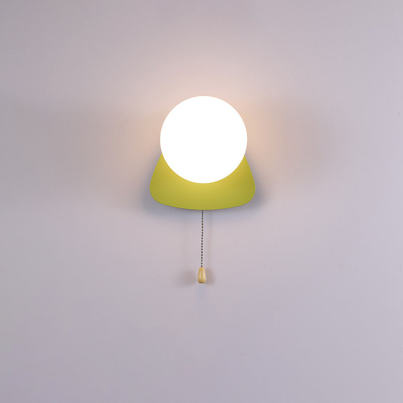 Round Triangle Orb Iron Glass 1-Light Wall Sconce Lamp