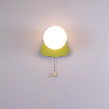 Round Triangle Orb Iron Glass 1-Light Wall Sconce Lamp
