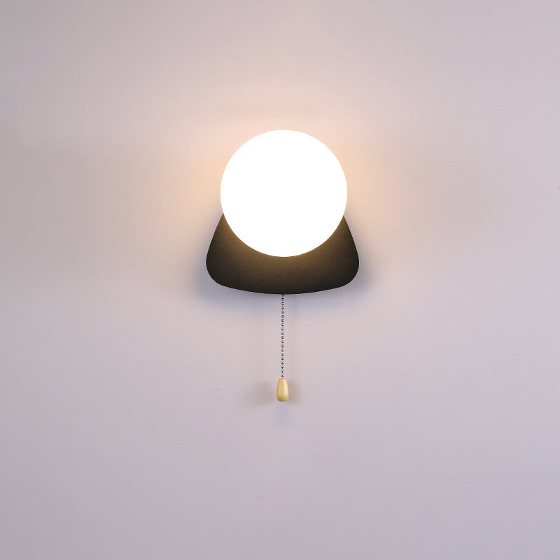 Round Triangle Orb Iron Glass 1-Light Wall Sconce Lamp