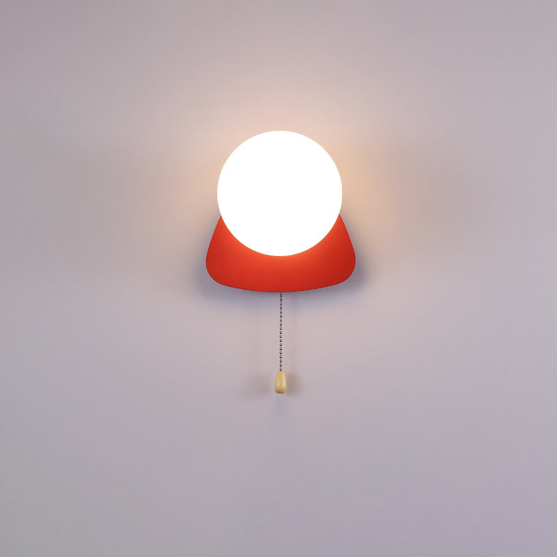 Round Triangle Orb Iron Glass 1-Light Wall Sconce Lamp