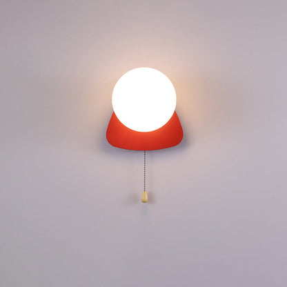 Round Triangle Orb Iron Glass 1-Light Wall Sconce Lamp