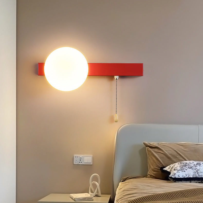 Round Triangle Orb Iron Glass 1-Light Wall Sconce Lamp