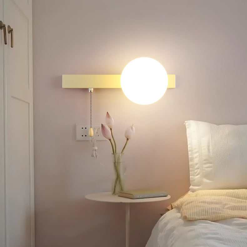 Round Triangle Orb Iron Glass 1-Light Wall Sconce Lamp