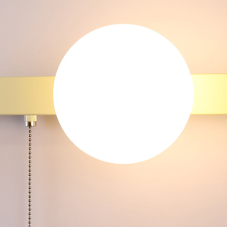 Round Triangle Orb Iron Glass 1-Light Wall Sconce Lamp
