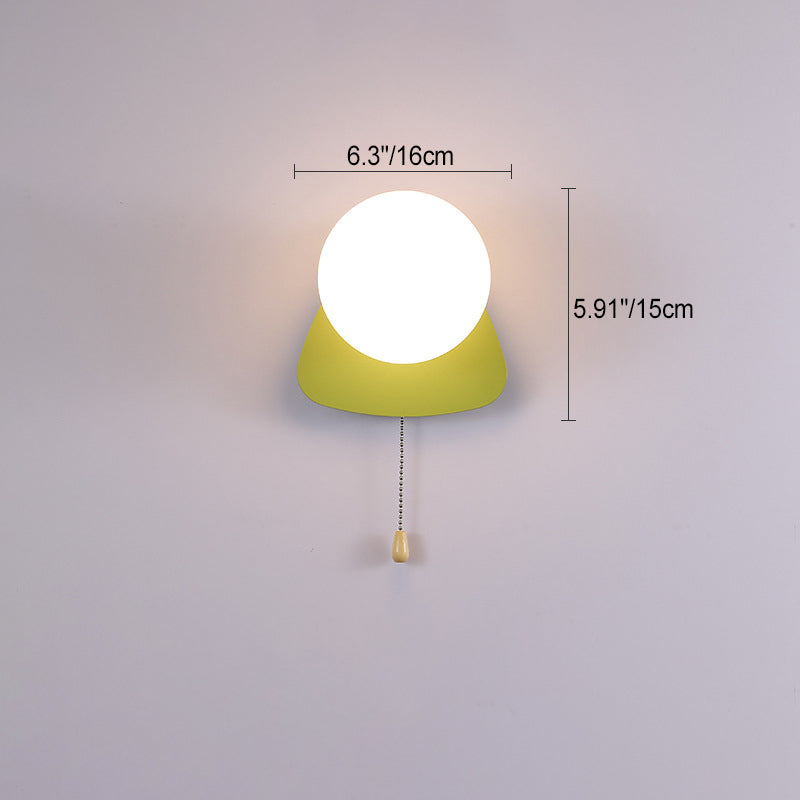 Round Triangle Orb Iron Glass 1-Light Wall Sconce Lamp