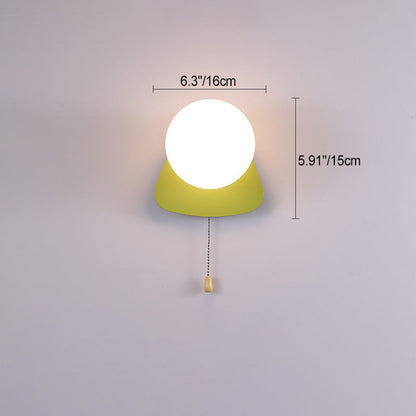 Round Triangle Orb Iron Glass 1-Light Wall Sconce Lamp