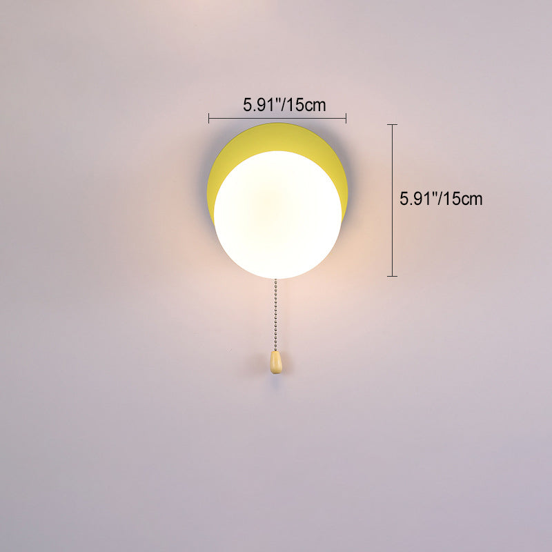 Round Triangle Orb Iron Glass 1-Light Wall Sconce Lamp
