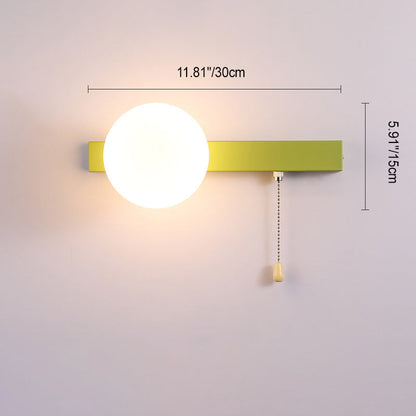 Round Triangle Orb Iron Glass 1-Light Wall Sconce Lamp