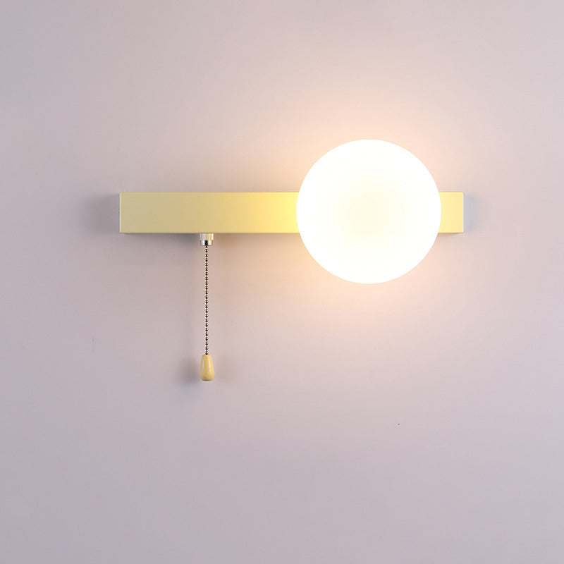 Round Triangle Orb Iron Glass 1-Light Wall Sconce Lamp