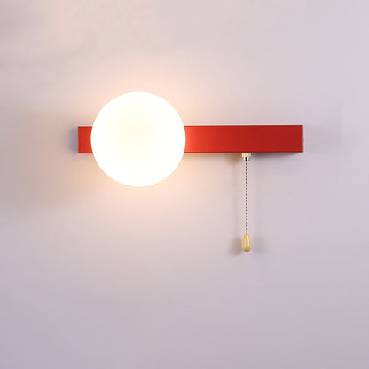 Round Triangle Orb Iron Glass 1-Light Wall Sconce Lamp