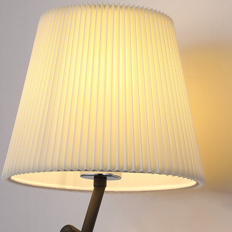 Round Stripe Fabric Shade Hardware 1-Light Wall Sconce Lamp