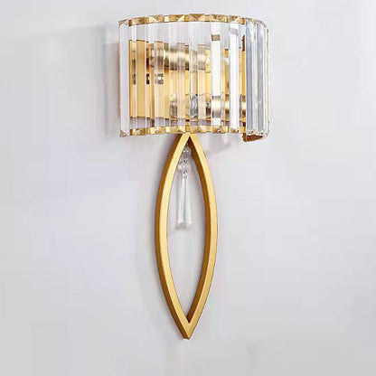 Half Circle Striped Iron Crystal 2-Light Wall Sconce Lamp
