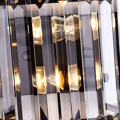 Half Circle Striped Iron Crystal 2-Light Wall Sconce Lamp