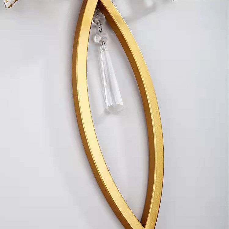 Half Circle Striped Iron Crystal 2-Light Wall Sconce Lamp
