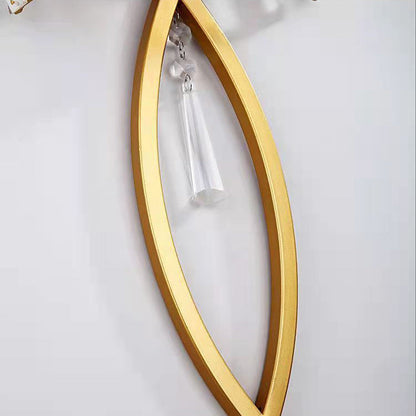 Half Circle Striped Iron Crystal 2-Light Wall Sconce Lamp