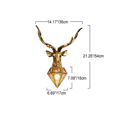 Deer Resin Stainless Steel Shade 1-Light Wall Sconce Lamp