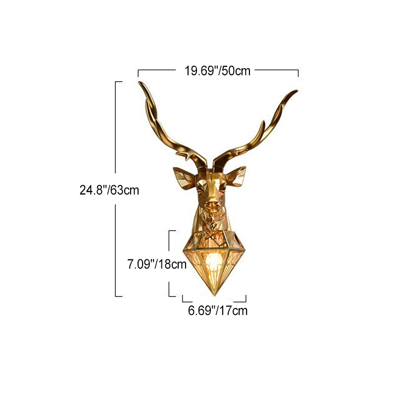 Deer Resin Stainless Steel Shade 1-Light Wall Sconce Lamp