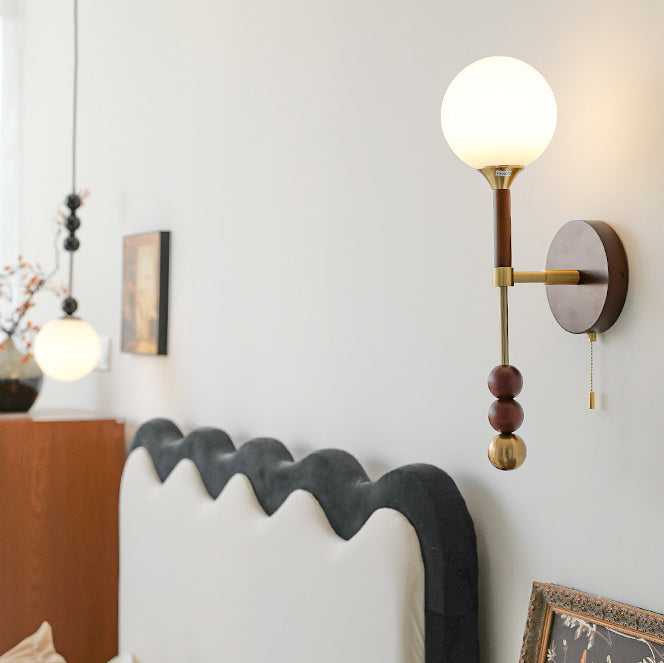 French Shade Wood Hardware Frame 1-Light Wall Sconce Lamp