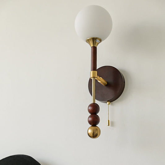 French Shade Wood Hardware Frame 1-Light Wall Sconce Lamp
