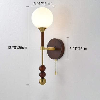 French Shade Wood Hardware Frame 1-Light Wall Sconce Lamp