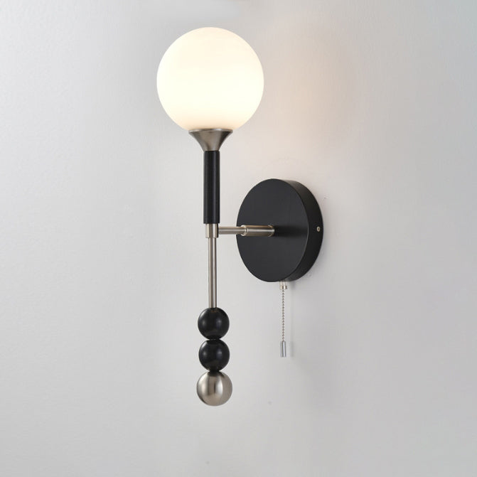 French Shade Wood Hardware Frame 1-Light Wall Sconce Lamp