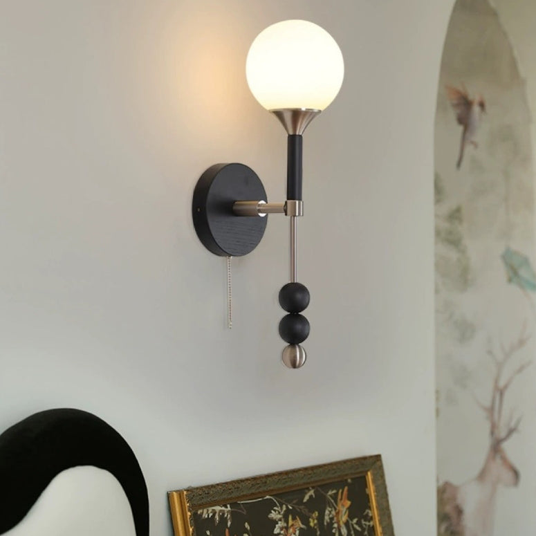 French Shade Wood Hardware Frame 1-Light Wall Sconce Lamp