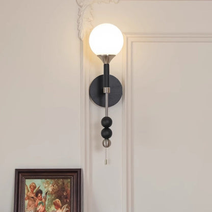 French Shade Wood Hardware Frame 1-Light Wall Sconce Lamp