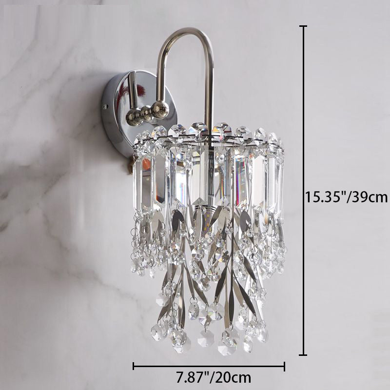 Curved Shade Stainless Steel Frame 1-Light Wall Sconce Lamp