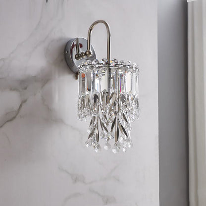 Curved Shade Stainless Steel Frame 1-Light Wall Sconce Lamp