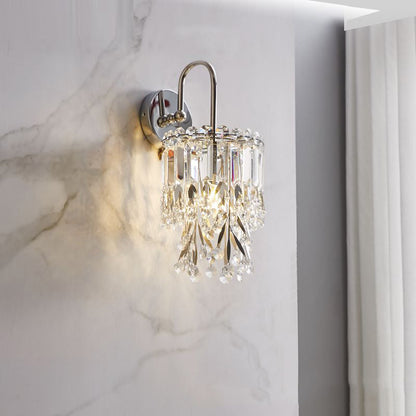 Curved Shade Stainless Steel Frame 1-Light Wall Sconce Lamp