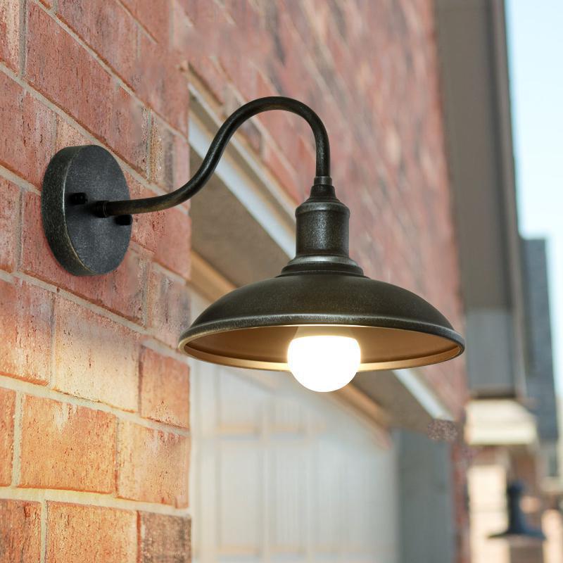 Round Shape Curved Rod Iron Shade 1-Light Wall Sconce Lamp
