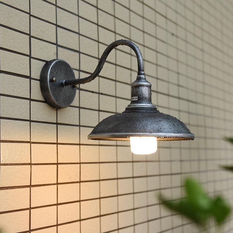 Round Shape Curved Rod Iron Shade 1-Light Wall Sconce Lamp