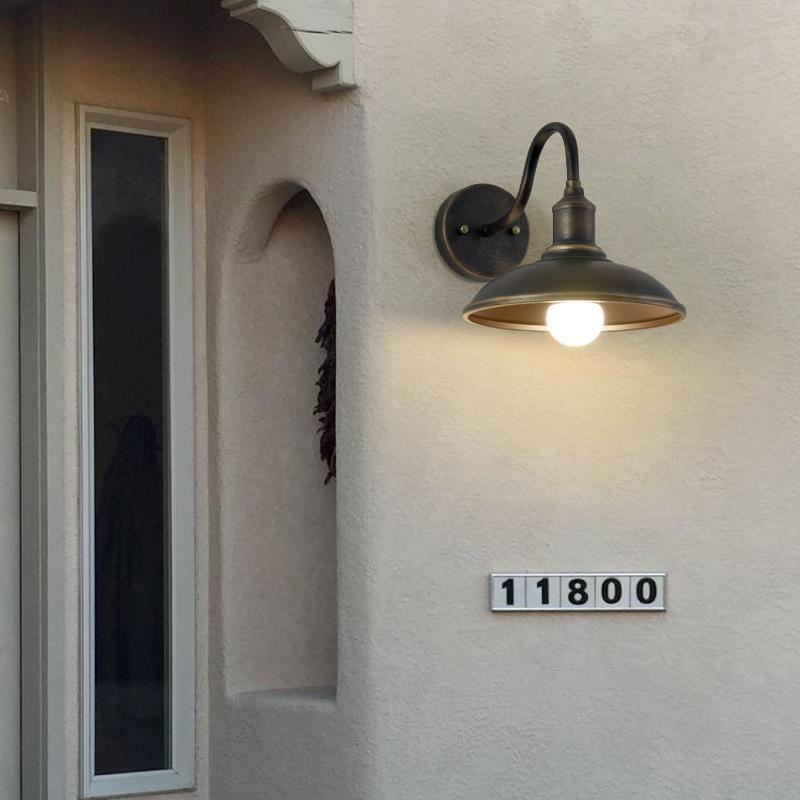 Round Shape Curved Rod Iron Shade 1-Light Wall Sconce Lamp