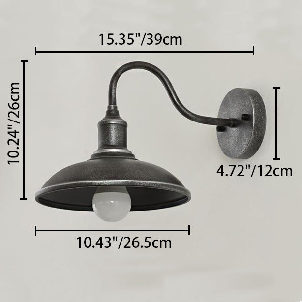 Round Shape Curved Rod Iron Shade 1-Light Wall Sconce Lamp