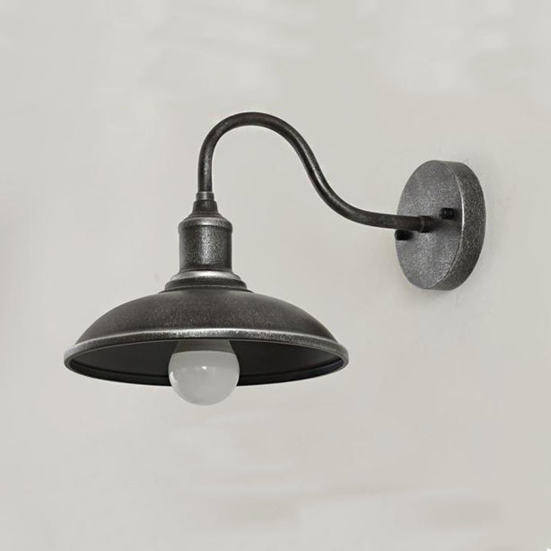 Round Shape Curved Rod Iron Shade 1-Light Wall Sconce Lamp
