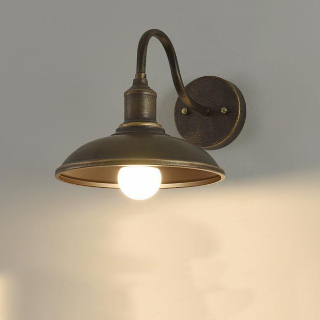 Round Shape Curved Rod Iron Shade 1-Light Wall Sconce Lamp